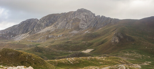 overcast Prutash peak in Durmitor National Park, Zabljak, Montenegro