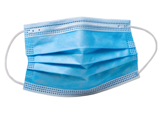 Blue surgical face mask for safety and protection in healthcare settings and medical environments