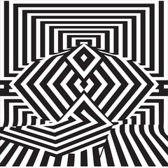 Black and white optical illusion geometric pattern