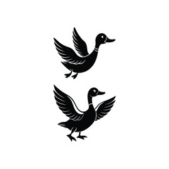 excited flying duck vector silhouette