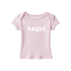 Pink baby tee with angel text