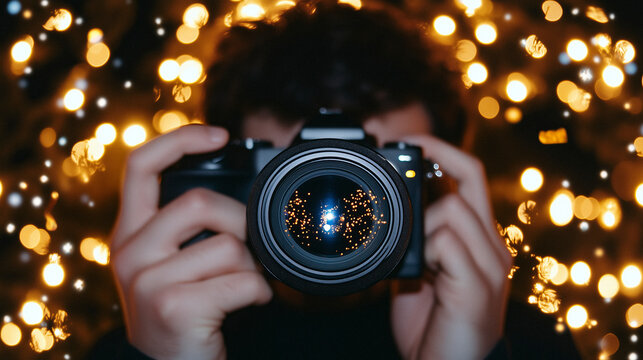 photographer man viewing his photos on the camera - Powered by Adobe