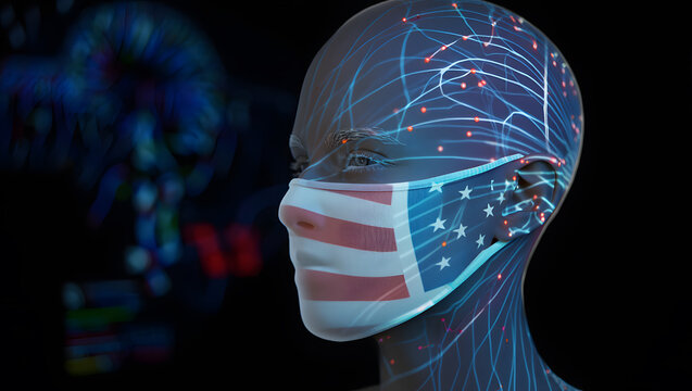 Future of Health: AI with USA Flag Mask