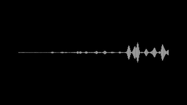White Audio Spectrum Visualizer Animation. Digital Waveform Equalizer on Black Background. Seamless 4K Loop with Alpha Channel for Music Video and Sound Design.