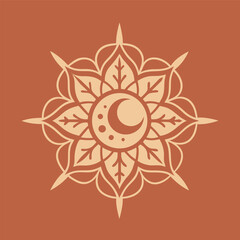 Henna Style Mandala With Celestial Elements