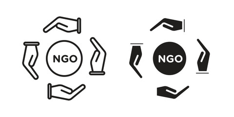 NGO icon. concept solid and line style in black. EPS 10