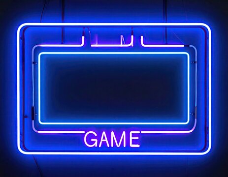 Neon sign, retro game screen - Powered by Adobe