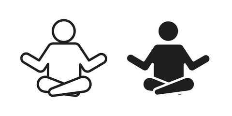 Meditating icon. concept solid and line style in black. EPS 10