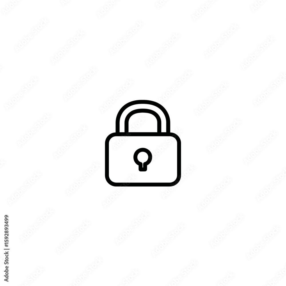 Poster outline padlock secures data center preventing breach with strong encryption measures
