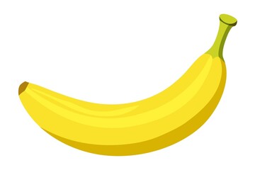 Watercolor Banana on White Background Yellow Ripe Sweet Fruit Painting