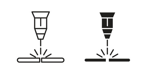 Laser machine icon. concept solid and line style in black. EPS 10