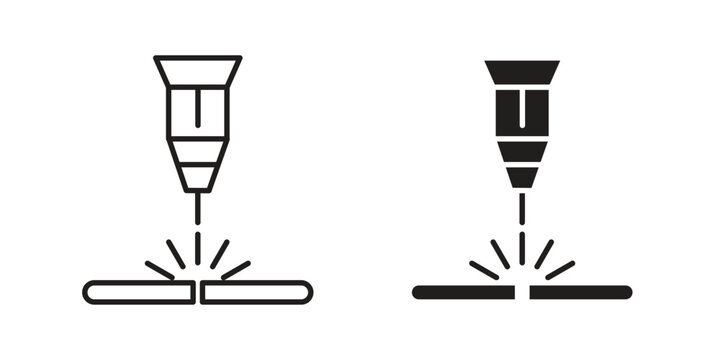 Laser machine icon. concept solid and line style in black. EPS 10