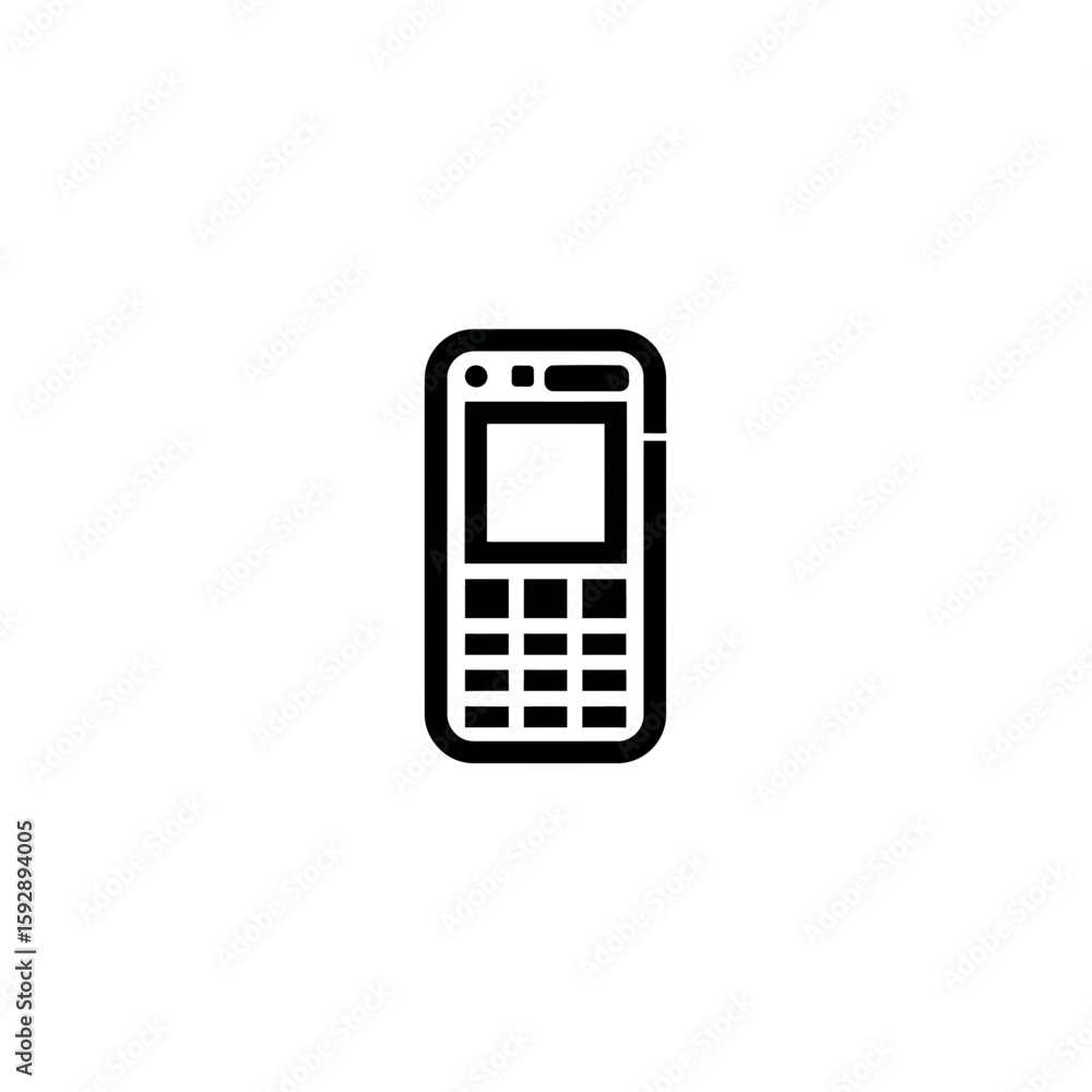 Aufkleber simple cellphone icon displays keypad on plain background in minimalist style details