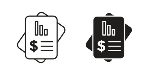 Income statement icon. concept solid and line style in black. EPS 10