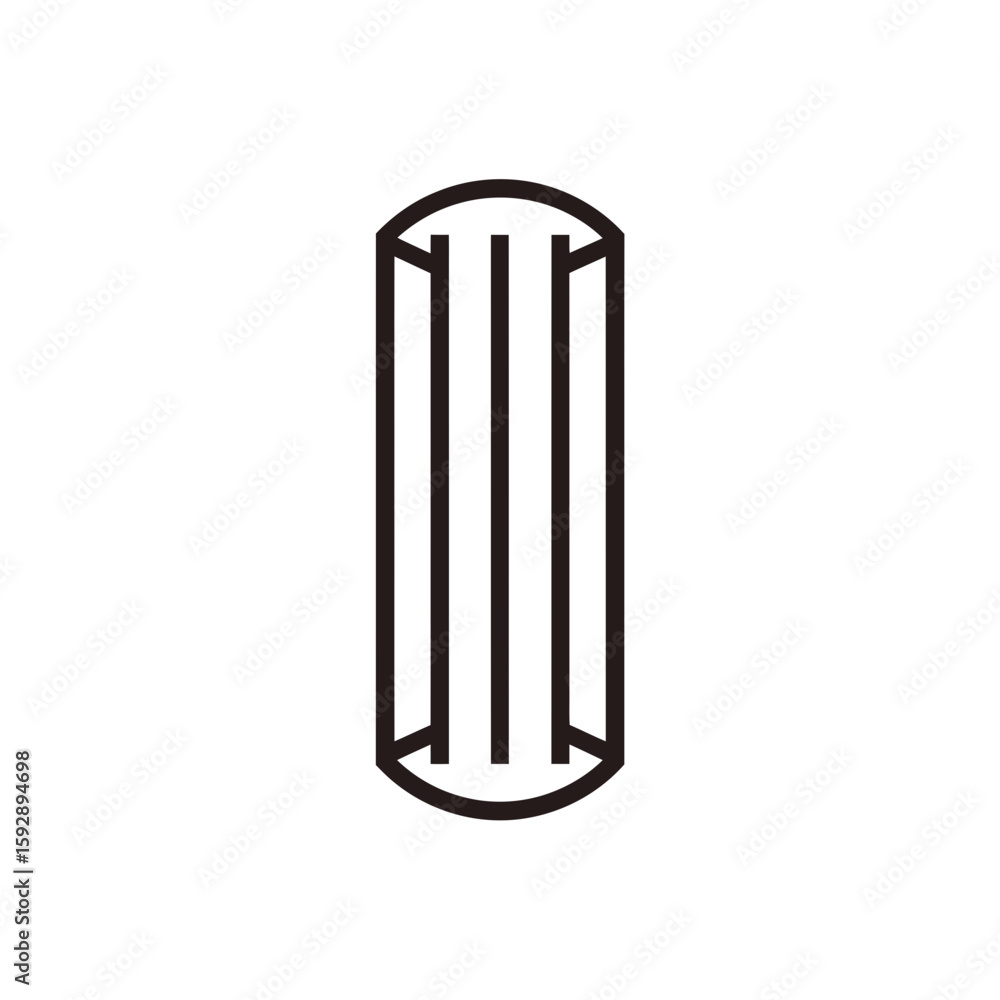 Poster minimalist column icon displays three lines in simple white background