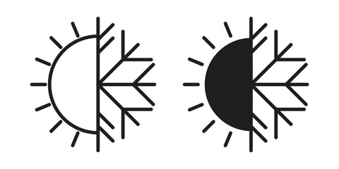 Hot and cold icon. concept solid and line style in black. EPS 10