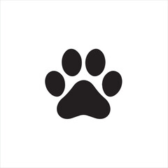 Simple black paw print icon on white background