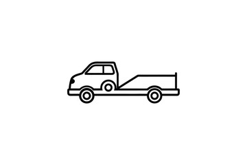 Fototapeta premium Tow Truck Outline Icon Vehicle Transportation and Assistance Minimalist Line Art Style Silhouette