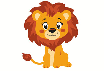Cute cartoon lion character smiling with a fluffy mane  