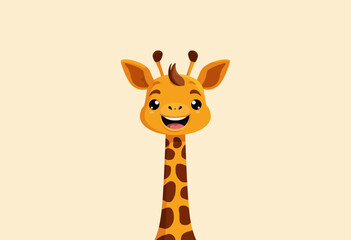 Obraz premium Cartoon giraffe character smiling with a cheerful expression 