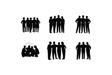 Diverse group silhouettes standing together people