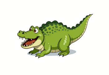 Fototapeta premium Cartoon crocodile smiling with bright green colors and friendly expression 