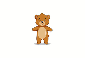Obraz premium Cute cartoon bear standing with a friendly expression on white background 