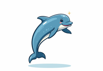 Fototapeta premium Cartoon dolphin jumping with a smile in playful ocean environment 