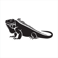 Obraz premium Black silhouette of an iguana on a white background
