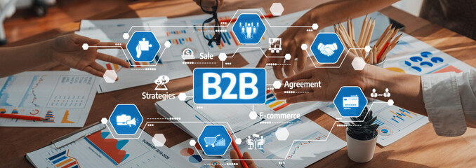 Analyst team utilizing BI Fintech to analyze and pointing at financial dashboard paper office....