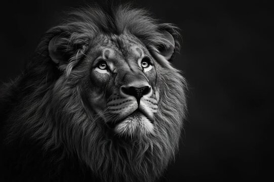 black and white lion, AI generated video