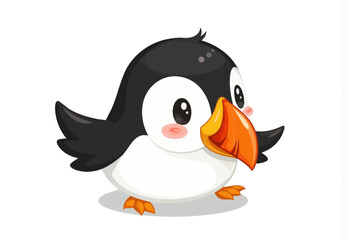 Cute cartoon penguin character standing with a playful expression  