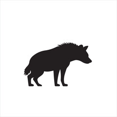 Obraz premium Silhouette of a hyena standing on a white background