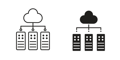 Data center icon. concept solid and line style in black. EPS 10