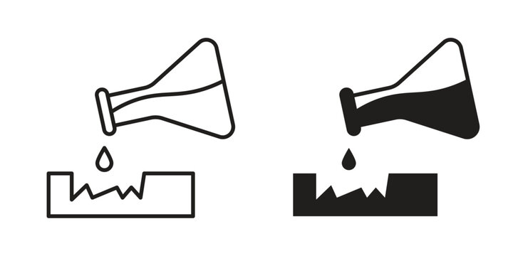 Corrosive substance icon. concept solid and line style in black. EPS 10