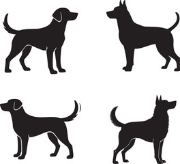 Dog Silhouette Set Animal Vector Art Black Illustration Pet Design Collection Graphic