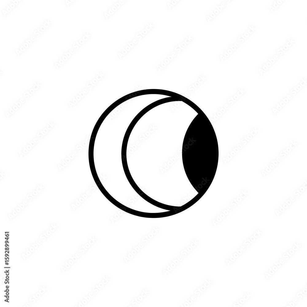 Poster lunar crescent orbits celestial form eclipsing partially in space cosmos dark
