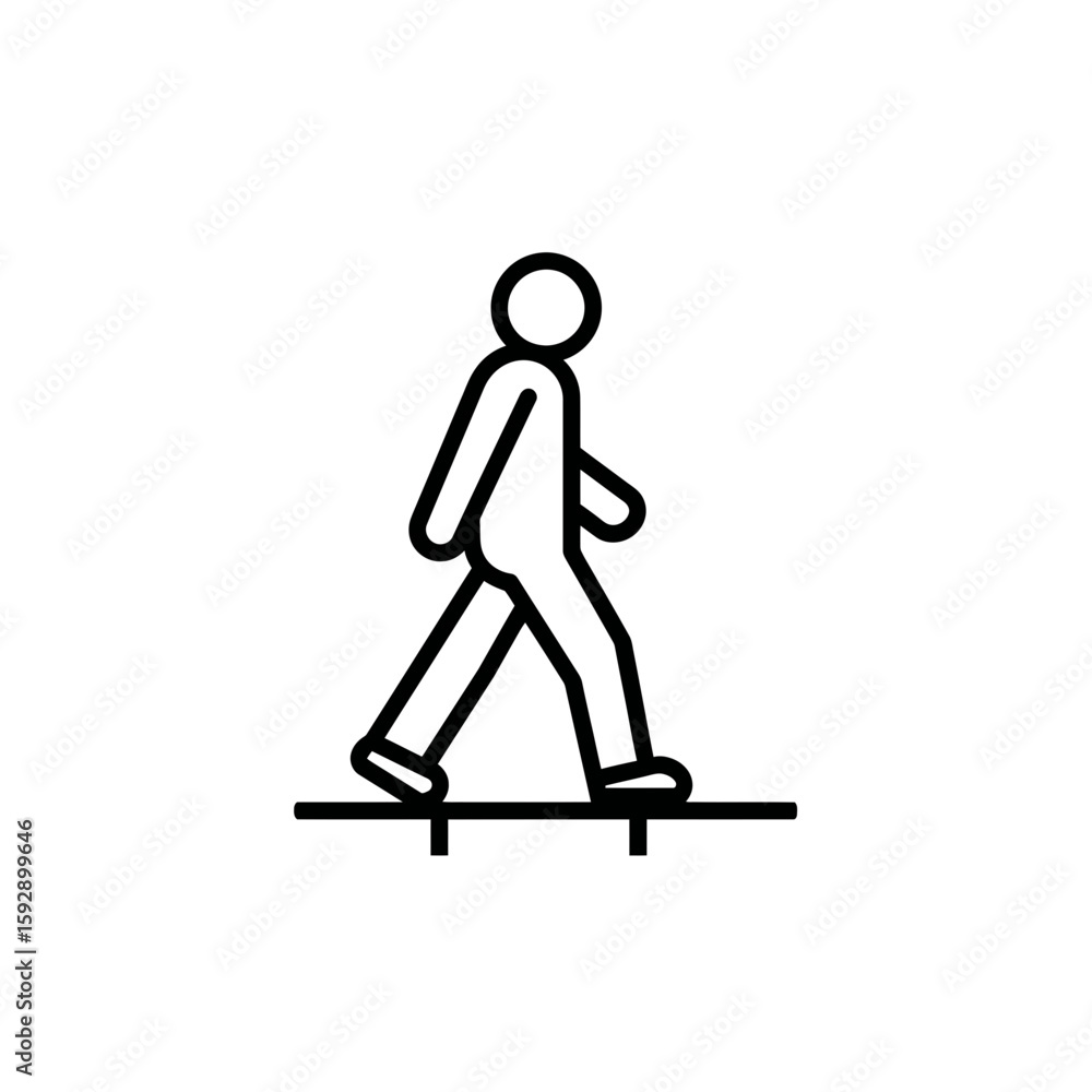 Poster abstract figure walks across platform symbolic path representation