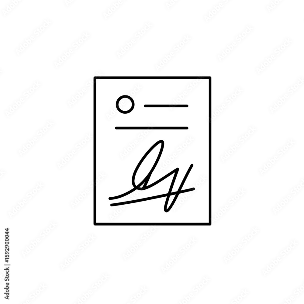 Poster signed document displays signature on sheet isolated background