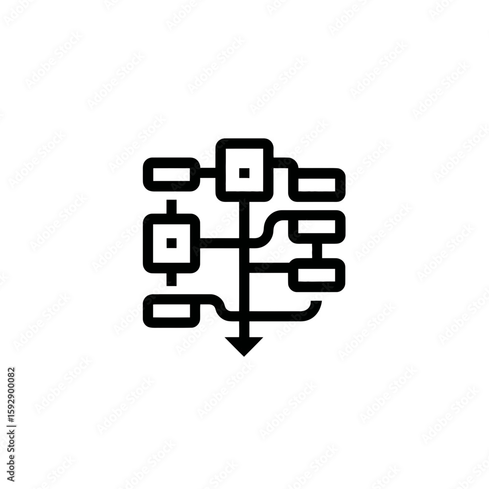 Poster flowchart illustration displays process diagram downward direction on white background data visualiz