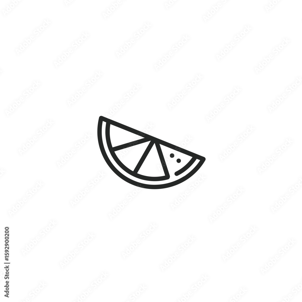 Poster citrus segment presents outline drawing in isolation simple style graphic