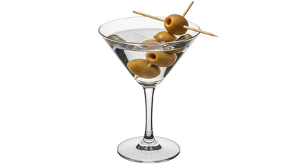 Isolated Martini, Glass Olive