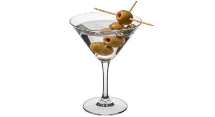 Isolated Martini, Glass Olive