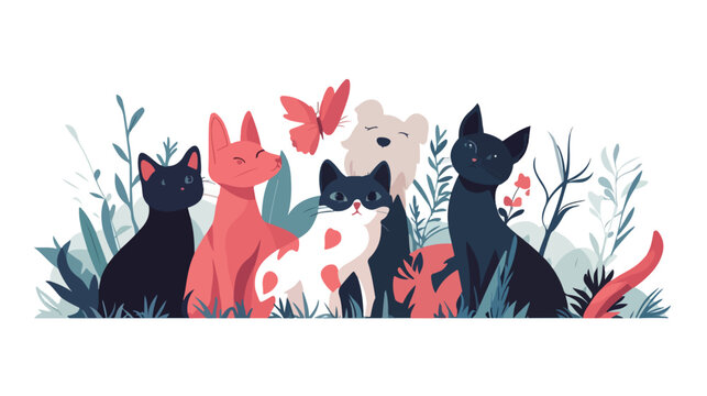 Pets and animals flat vector illustration