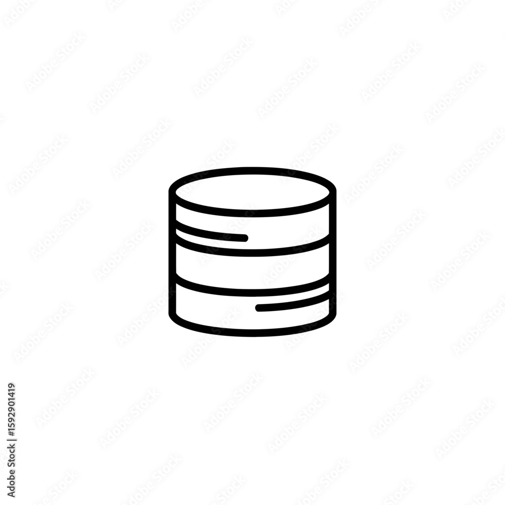 Poster database symbol stores records centrally on white background