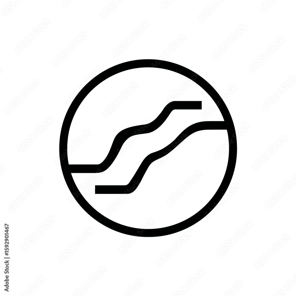 Poster stylized river streams flow centrally inside simple circle design clean background