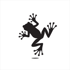 Silhouette of a frog clinging to a surface