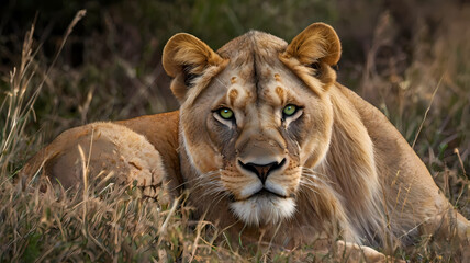 Obraz premium lion in the grass