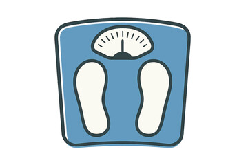 A colorful vector illustration of a weight scale device icon set against a white background