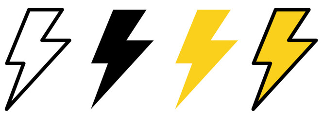 落雷アイコン。シンプルな電気エネルギーパワーアイコン。雷・稲妻のアイコンシンボル01